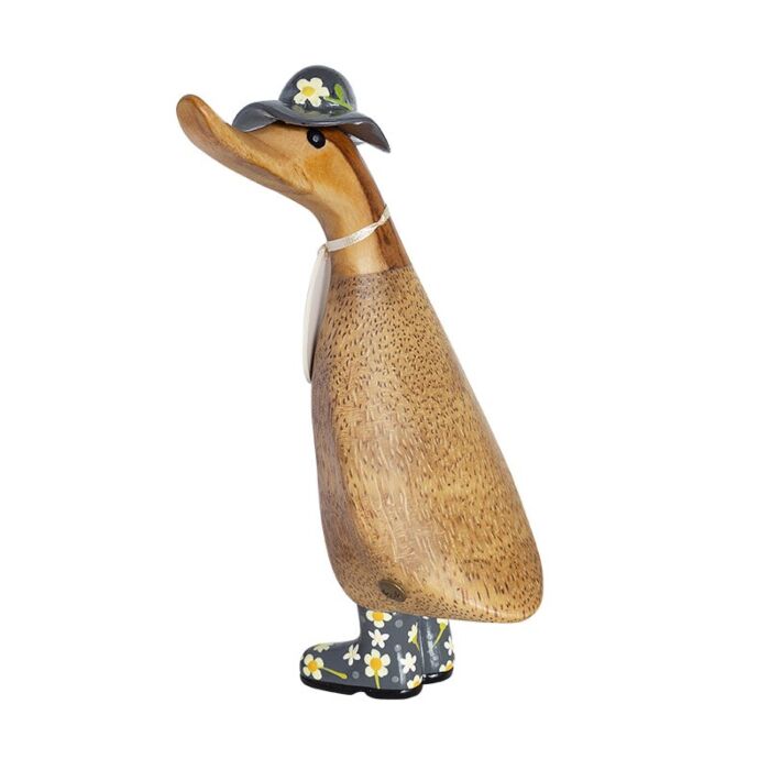 DCUK Natural Finish Duckling with Floral Hat & Welly Boots -Grey-1